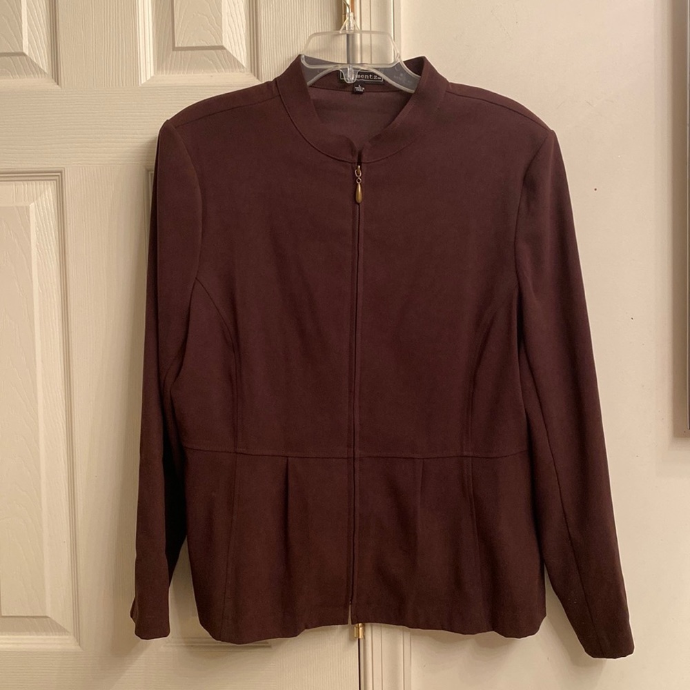 Elementz zip up brown blazer